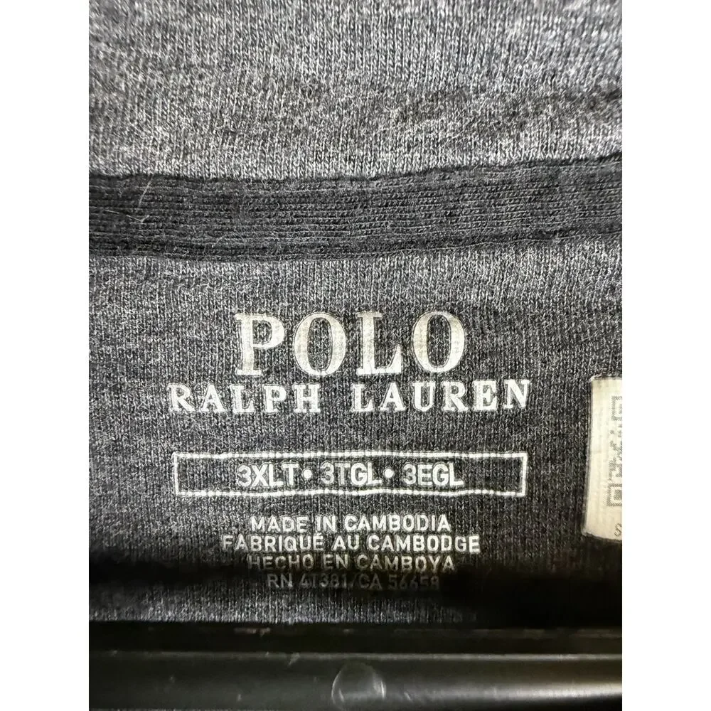 Polo Ralph Lauren Sweater Mens Large Black Cotton 1/4 Zip Mock Neck Knit 3XLT